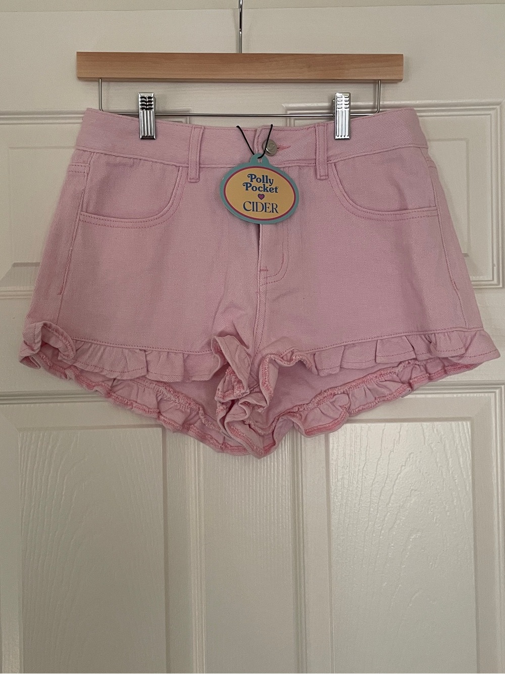 🩷 Polly Pocket X Cider - The Frill of It All Pink Denim Shorts 🩷